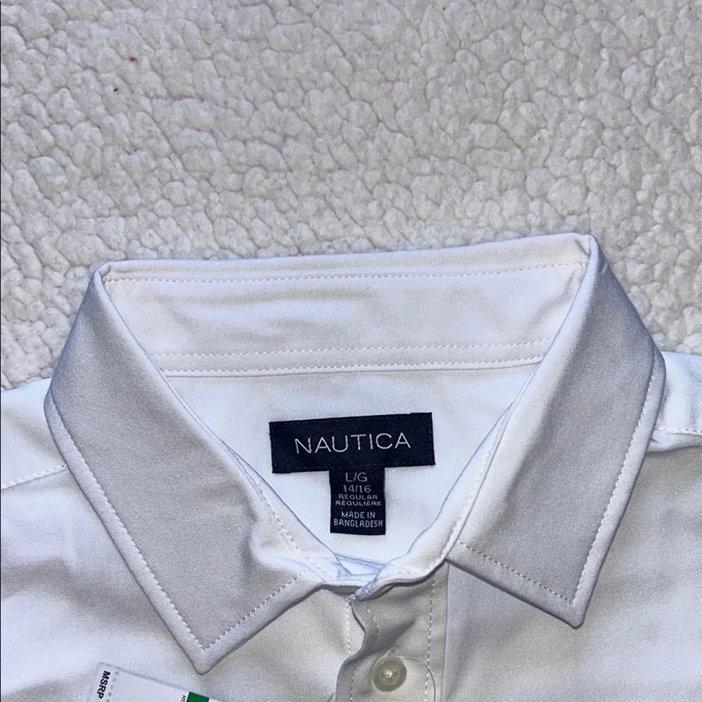 Nautica Kids White Short Sleeve Button-Down Shirt